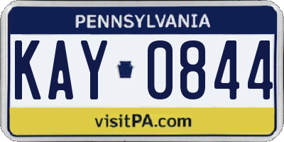 PA license plate KAY0844