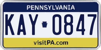 PA license plate KAY0847