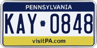 PA license plate KAY0848