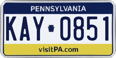 PA license plate KAY0851