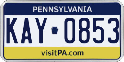 PA license plate KAY0853