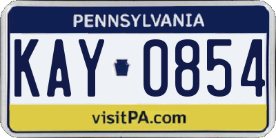 PA license plate KAY0854