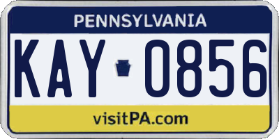 PA license plate KAY0856