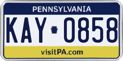 PA license plate KAY0858