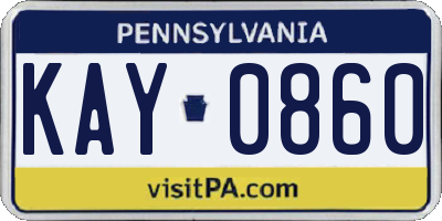 PA license plate KAY0860