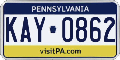 PA license plate KAY0862