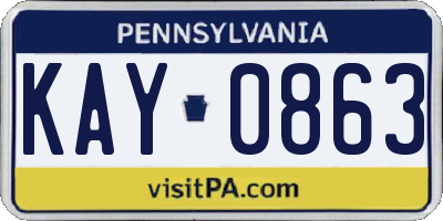 PA license plate KAY0863