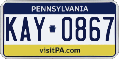 PA license plate KAY0867