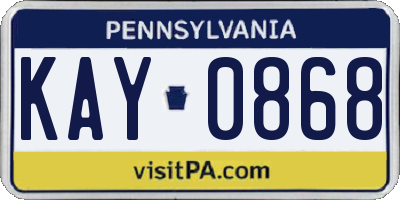 PA license plate KAY0868