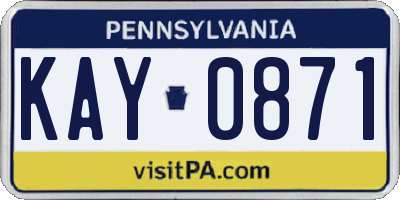 PA license plate KAY0871