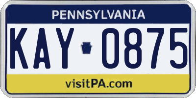 PA license plate KAY0875