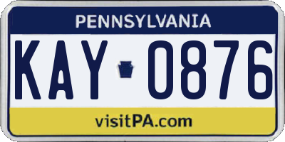 PA license plate KAY0876