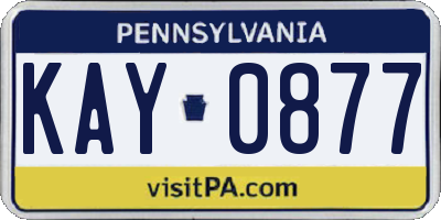 PA license plate KAY0877