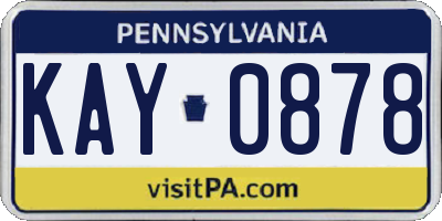 PA license plate KAY0878