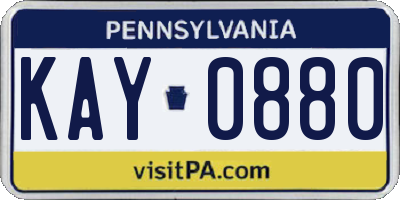 PA license plate KAY0880