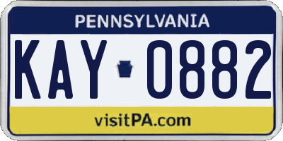 PA license plate KAY0882
