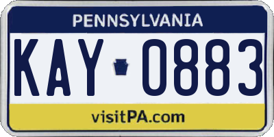 PA license plate KAY0883