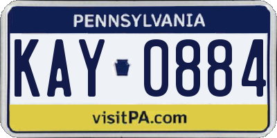 PA license plate KAY0884