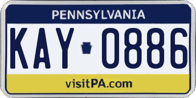 PA license plate KAY0886