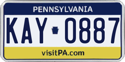 PA license plate KAY0887