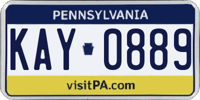 PA license plate KAY0889