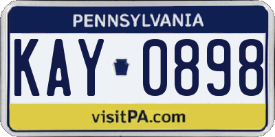 PA license plate KAY0898