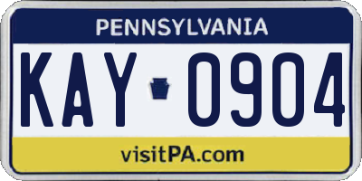PA license plate KAY0904