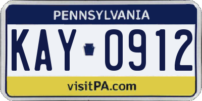 PA license plate KAY0912