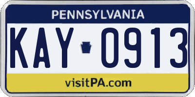 PA license plate KAY0913