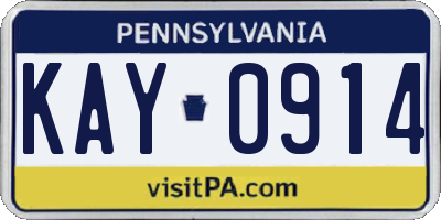 PA license plate KAY0914