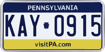 PA license plate KAY0915