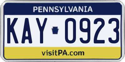 PA license plate KAY0923