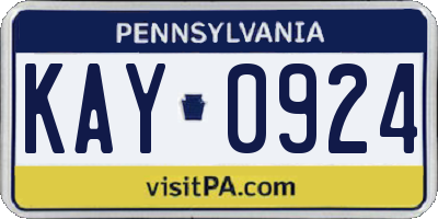 PA license plate KAY0924
