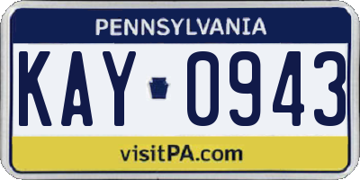 PA license plate KAY0943