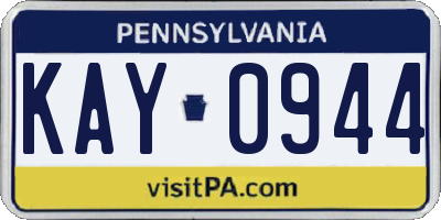PA license plate KAY0944