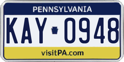 PA license plate KAY0948