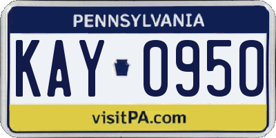 PA license plate KAY0950