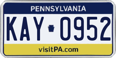 PA license plate KAY0952