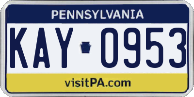 PA license plate KAY0953
