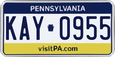 PA license plate KAY0955
