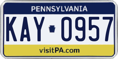 PA license plate KAY0957
