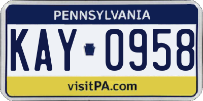 PA license plate KAY0958