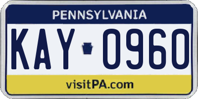 PA license plate KAY0960