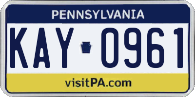 PA license plate KAY0961