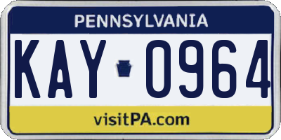 PA license plate KAY0964