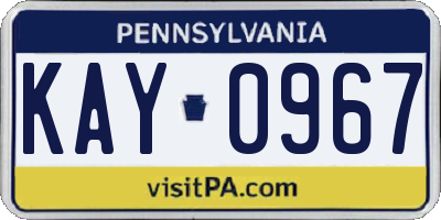 PA license plate KAY0967