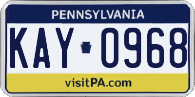 PA license plate KAY0968