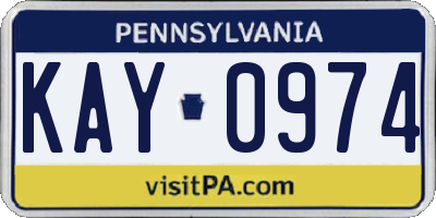 PA license plate KAY0974