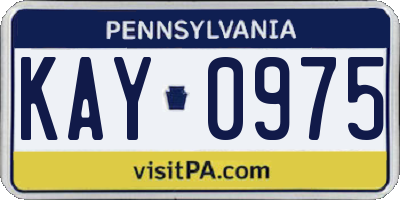 PA license plate KAY0975