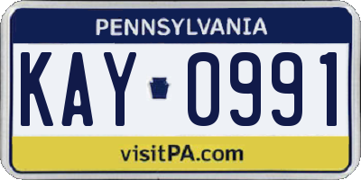 PA license plate KAY0991